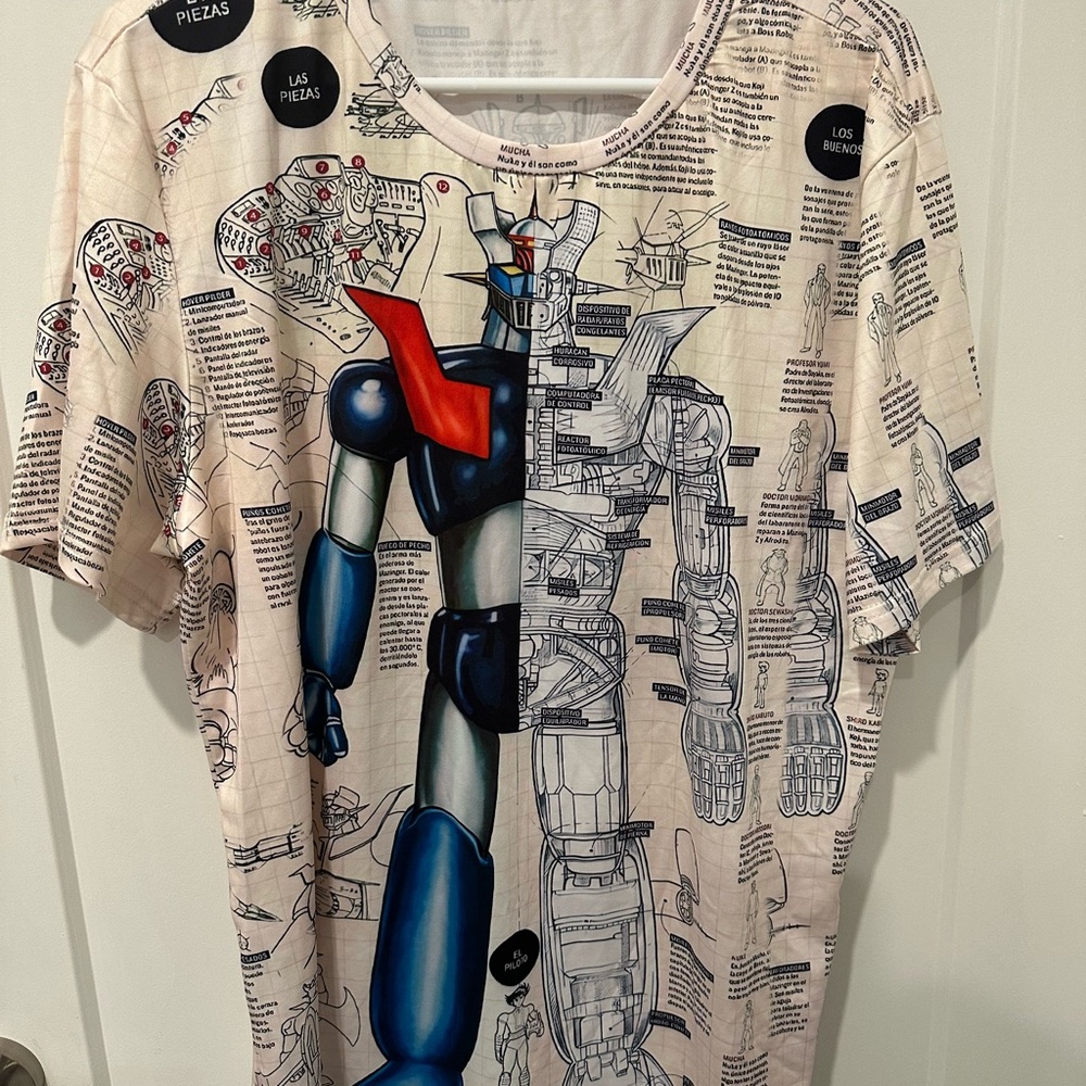 Graphic Robot Print Tee with Red Accent
